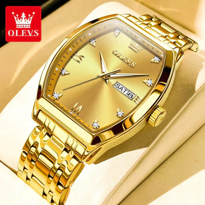 OLEVS Men's Quartz Watch Classic Business Luxury Diamond Watch Top Gold Stainless Steel Waterproof Luminous Date Men's Watch