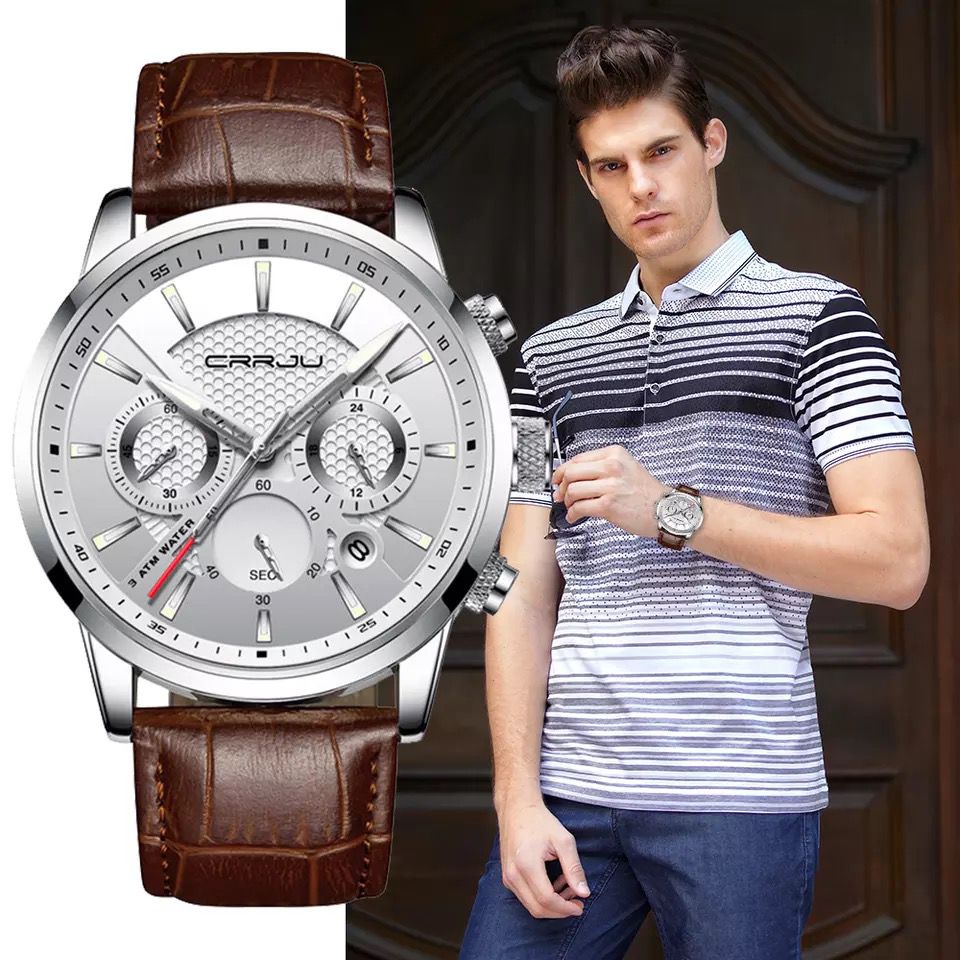 CRRJU SILVER INTERIOR LEATHER WATCH