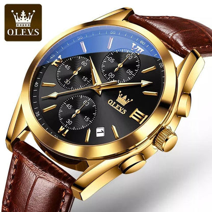 OLEVS CHRONOGRAPH LEATHER WATCH