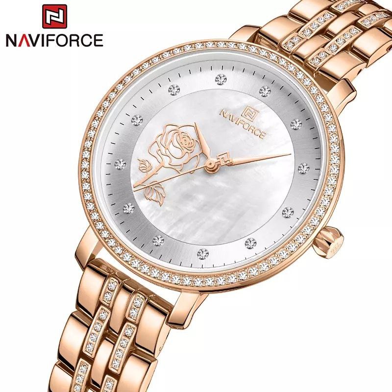 NAVIFORCE ROSE FLOWER DIAL WATCH