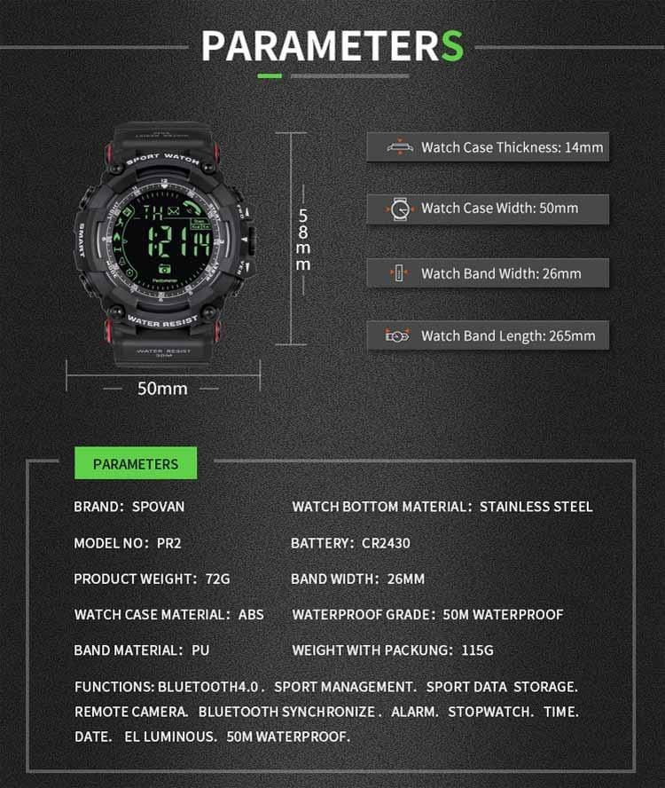 SPOVAN TACTICAL BLUETOOTH WATCH