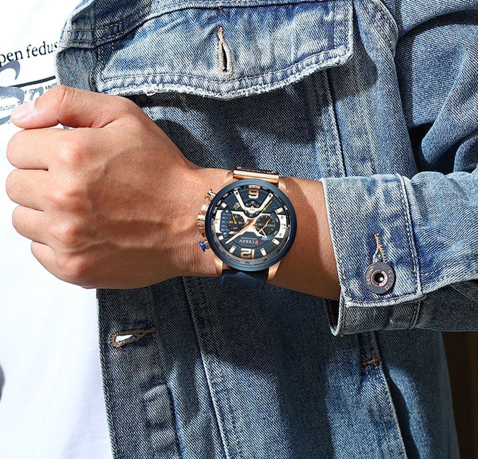 CURREN LEATHER CHRONOGRAPH WATCHES