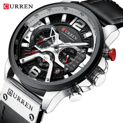 CURREN LEATHER CHRONOGRAPH WATCHES