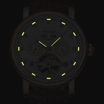 TEVISE LEATHER AUTOMATIC TOURBILLON WATCH