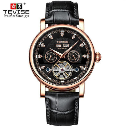 TEVISE LEATHER AUTOMATIC TOURBILLON WATCH