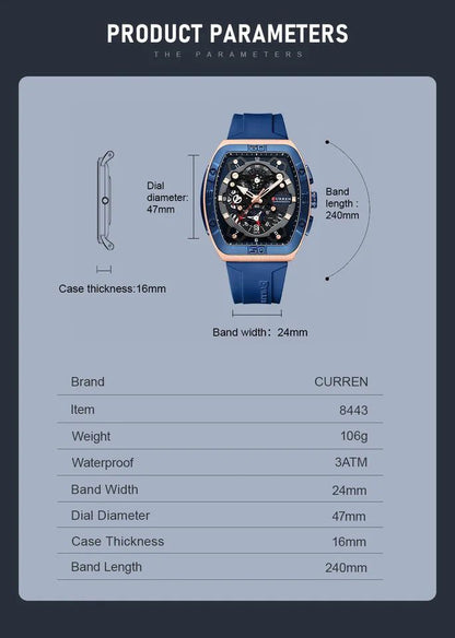 CURREN CHRONOGRAPH TAPE WATCH