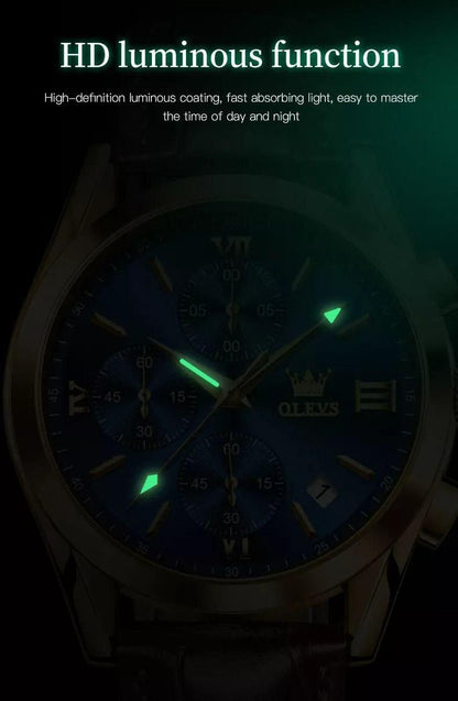 OLEVS CHRONOGRAPH LEATHER WATCH