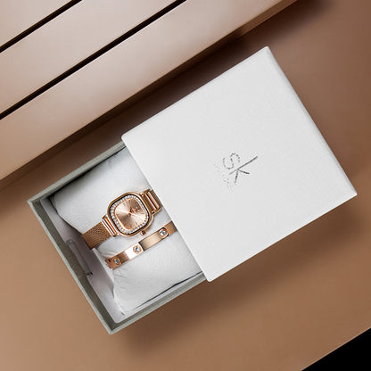 SK Watch and Bracelet Set For Lady