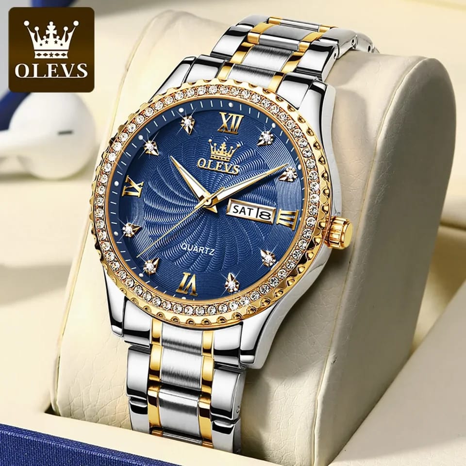 OLEVS Fashion Casual Quartz Men Wristwatches Golden Diamond-encrusted Luxury Business Waterproof Male Watches Relogios Masculino