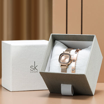 SK Watch and Bracelet Set For Lady